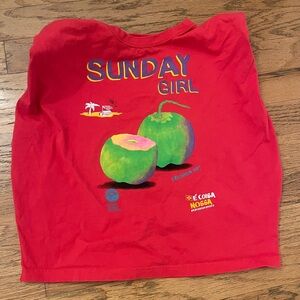Farm Rio Sunday Girl Shirt w/ Padded Shoulders - Medium. Stained.